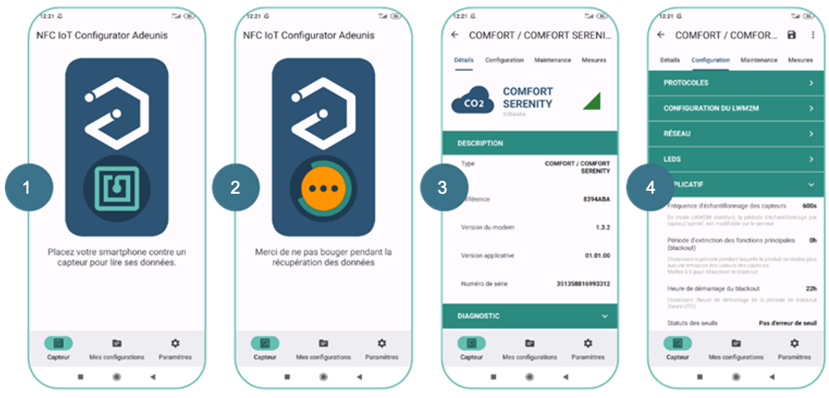adeunis smartphone app NB-IoT/LTE-M IoT Configurator